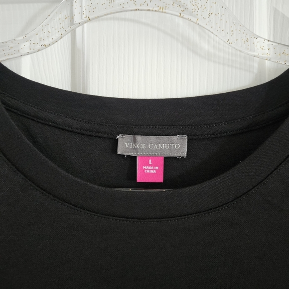 NWT Vince Camuto Knit Short Sleeve Tee- Rich Black - Picture 2 of 8